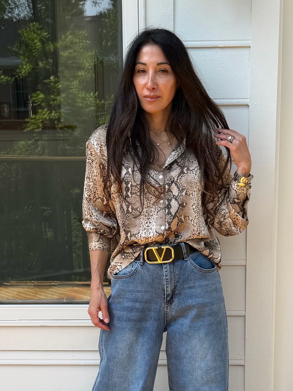 FROM PARIS FRANCE Boho snakeskin print blouse - Picture 2 of 5